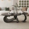 Oval slate Coffee table & round side table for Living room