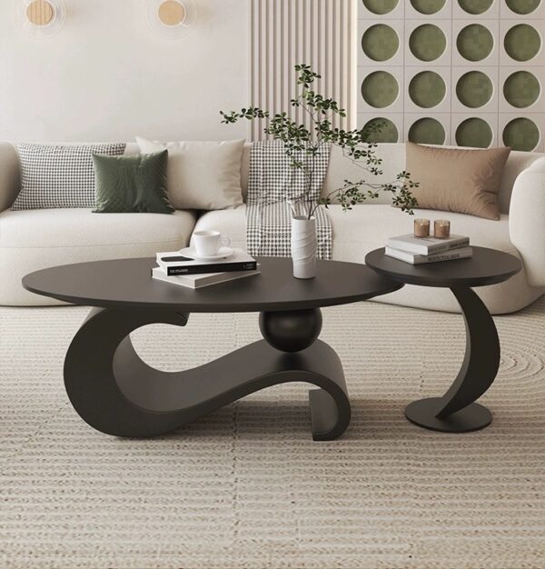Oval slate Coffee table & round side table for Living room