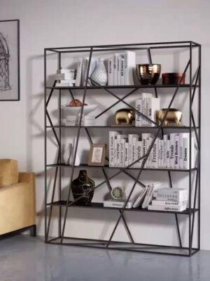 Geometric bookshelf Tall bookcase with 5 open shelf for Office,Home