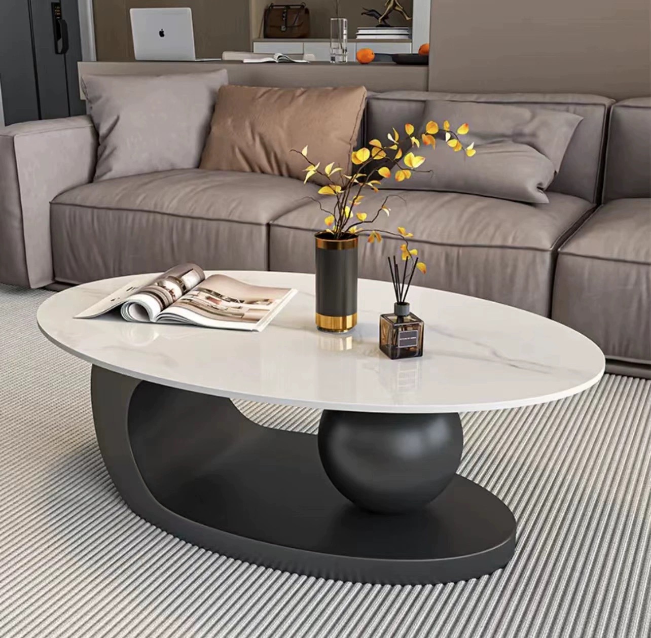 Coffee table oval slate for Living room
