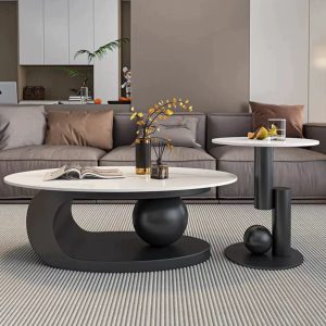Oval slate Coffee table & round side table  for Living room