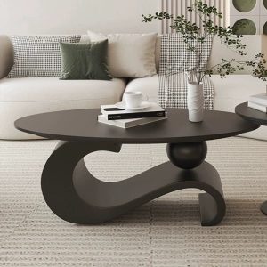 Oval coffee table, black slate