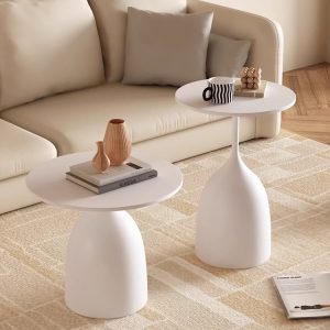 Modern round slate side table & end table for Entry living room