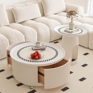 Modern coffee table & side table,Cream style