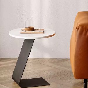 15.5" Small round slate side table living room, bedroom,home office