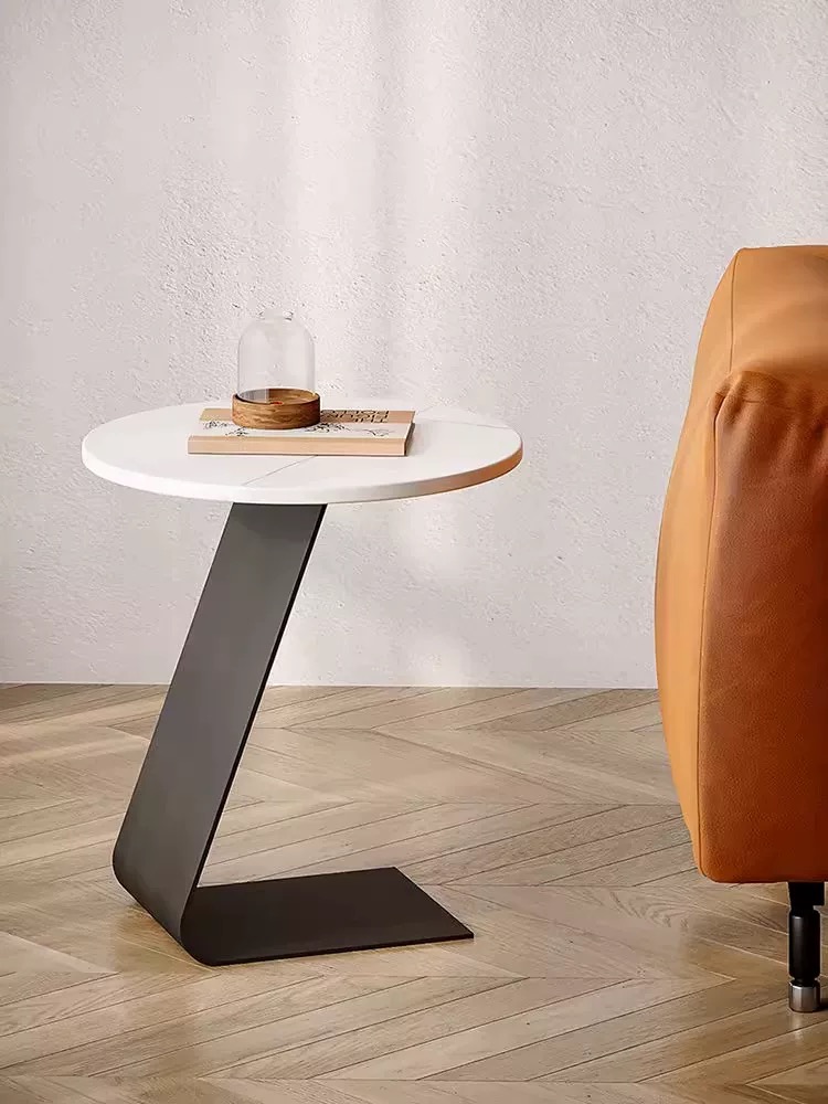 15.5" Small round slate side table living room, bedroom,home office