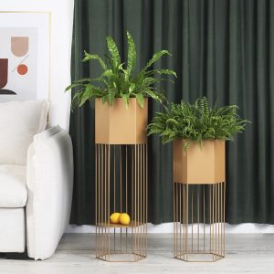 25",33"H Hexagonal metal planter holder indoor outdoor (2 count)