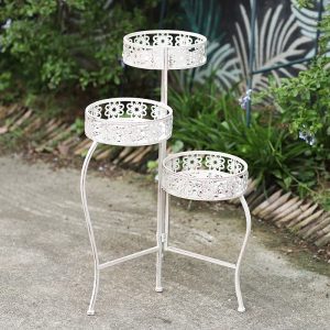 Wrought iron folding plant stand floal design