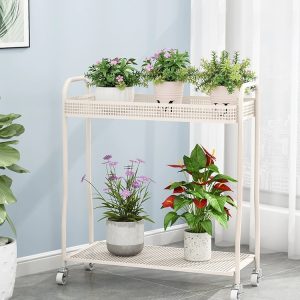 Garden cart flower pot stand with wheels