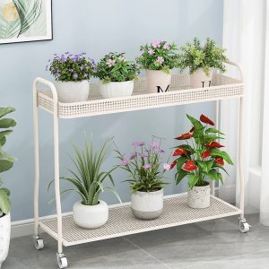Garden cart flower pot stand with wheels