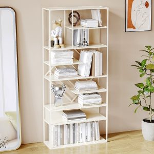 modern multi tiers office bookshelf,tall display shelving,white
