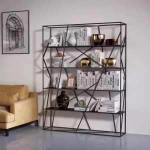 Geometric bookshelf Tall bookcase with 5 open shelf for Office,Home