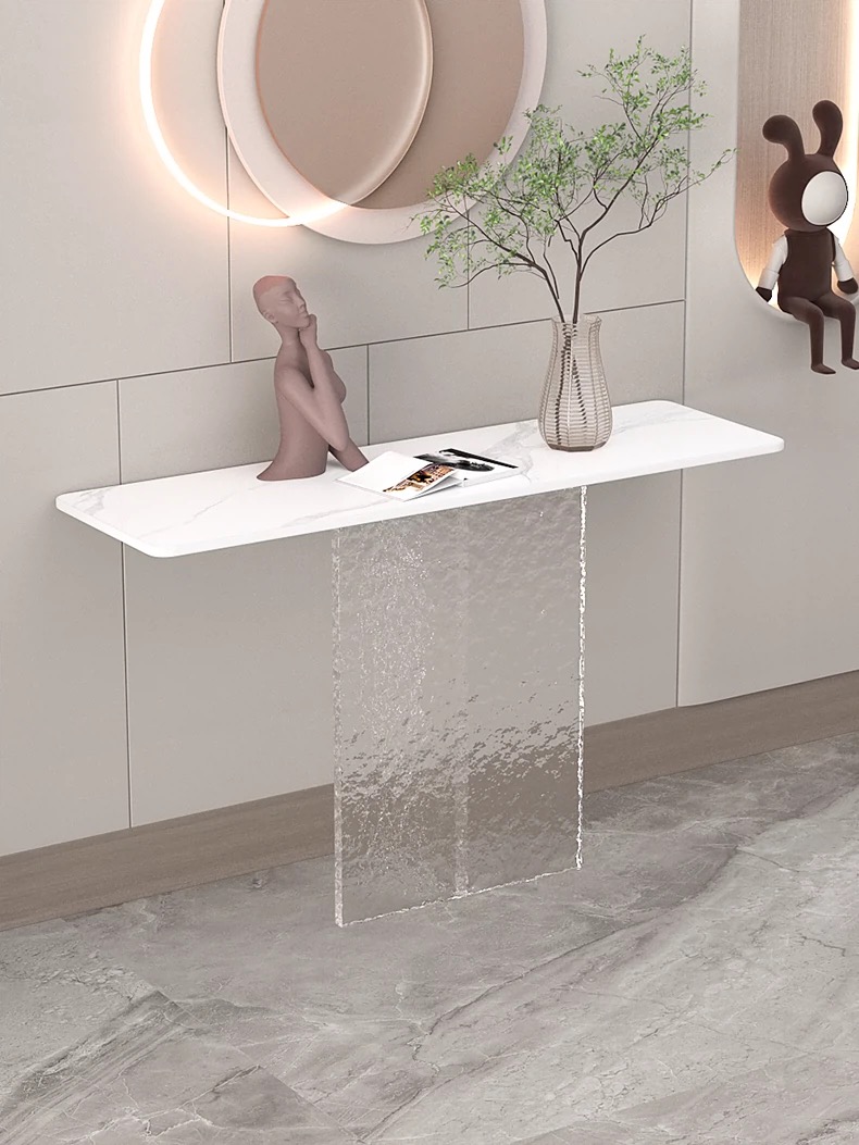 Slate console table with acrylic water ripple base for Home living,Entry