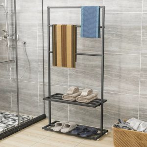 2 Tier bathroom towel rack organizer