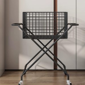 Nordic style tall bathroom laundry basket with wheels