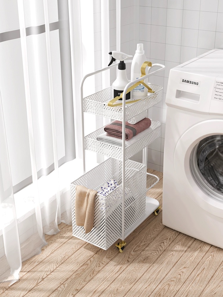 Freestanding storage organizer tower rack basket shelf