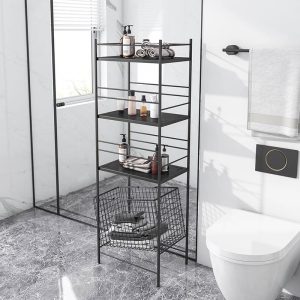 Freestanding Bathroom towel rack,3 tier storage shelf for small space