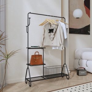 Garment rack with bottom shelf for hanging clothes,coat,skirt