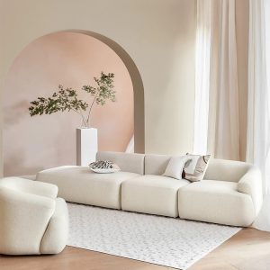 Modern linen fabric sofa loveseat 3 - seat