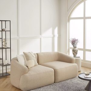Modern linen fabric sofa loveseat 2 - seat