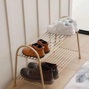 Classic metal 2 tier shoe rack for Entryway,closet