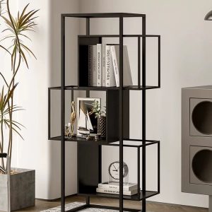 Modern 3 tier bookshelf - Geometric bookcase